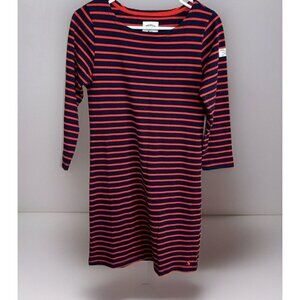 Joules Cotton Knit Dress US 4 UK 8 Red & Navy Stripe Gently Used
